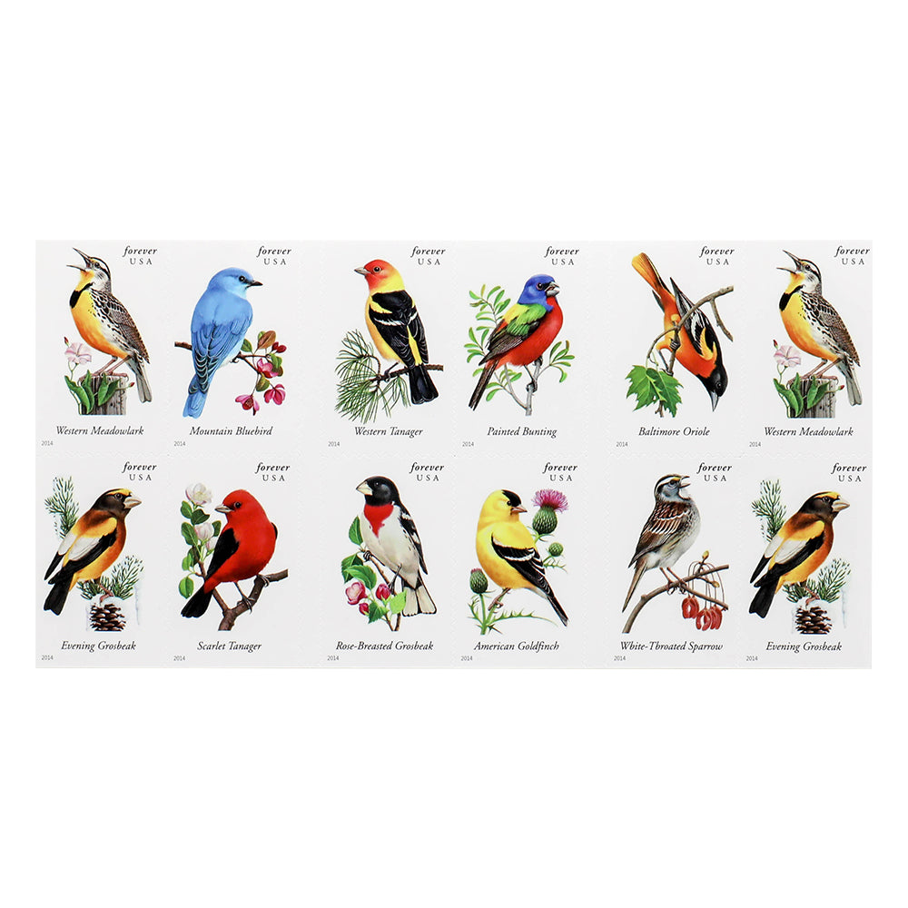 2014 US Imperforate Songbirds Forever First Class Postage Stamps