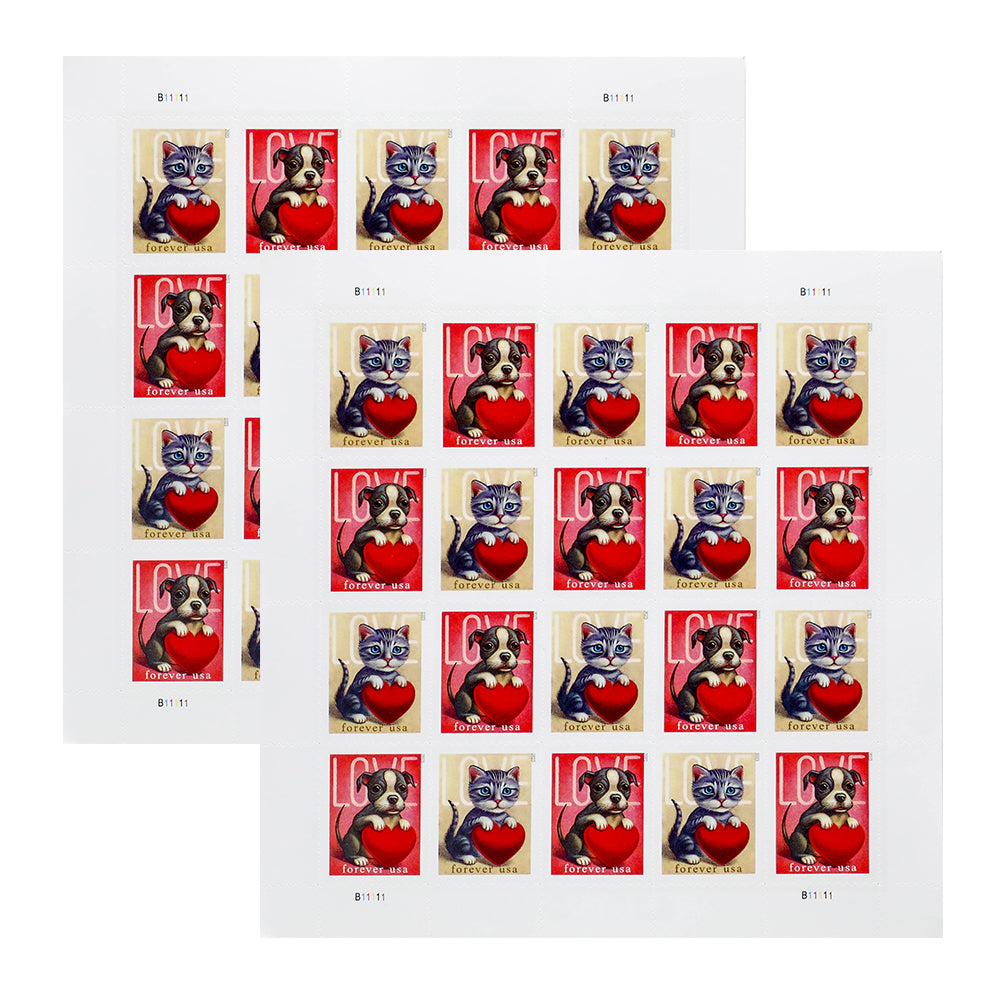 2023 First-Class Forever Stamps - Love: Kitten &amp; Puppy