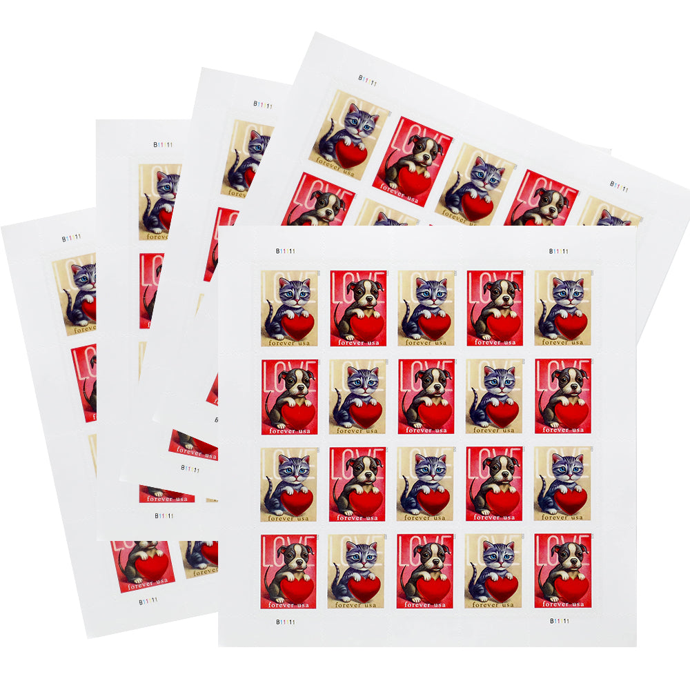 2023 First-Class Forever Stamps - Love: Kitten &amp; Puppy